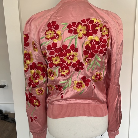 Japanese Style Floral Silk Jacket - Picture 3 of 4